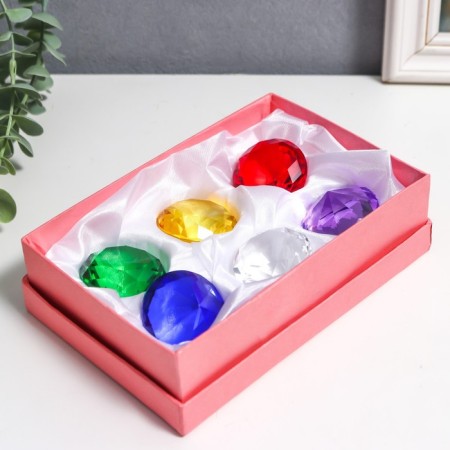 Suvenir Glass "Diamond" set 6 pcs d = 4 cm in a box 17x12x4 cm mix-5