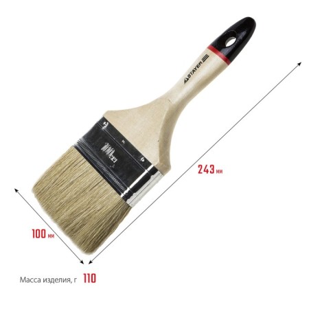 Brush flat Stayer Universal 0102-100, natural bristles, wooden handle, 100 mm-1