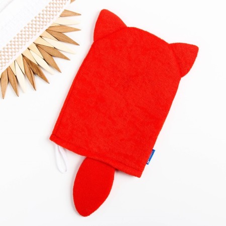 Baby washcloth for bathing "Fox", mittens, from Mahra-3