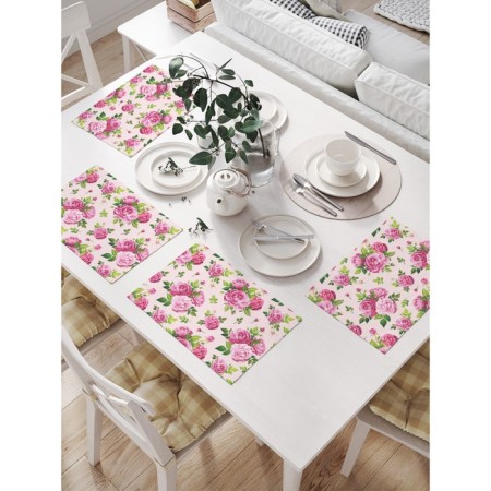 Set of napkins for setting the table "Flower tenderness", rectangular, size 32x46 cm, 4 pcs