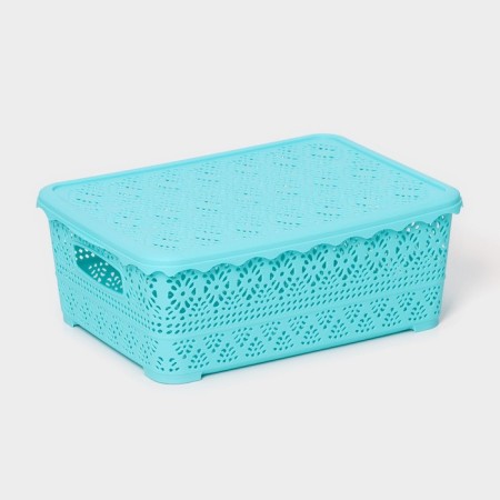 Storage container with a lid "openwork", plastic, 35 × 27 × 12 cm, color mix-1