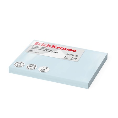 Block with a sticky edge paper 100x75 mm, Erichkrause, 100 sheets, blue
