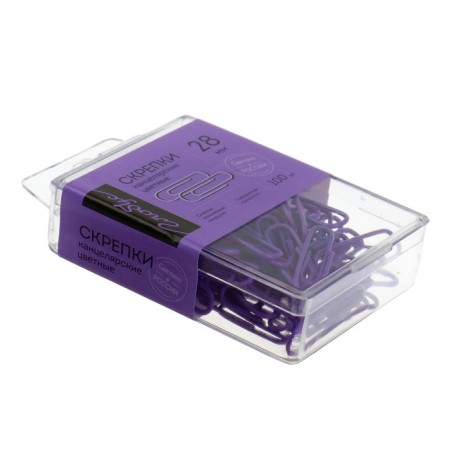 Office paper clips 28 mm, color 100 pieces Globus purple, Eurobox-1