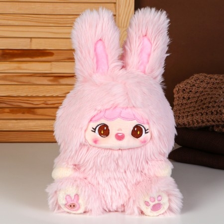 Soft toy "doll" in a costume bunny, 30 cm, pink color-1