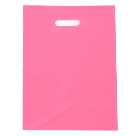 Polyethylene package with a cut handle, pink 30-40 cm, 50 μm