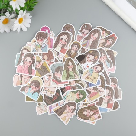 Plastic stickers "cutie" set 60 pcs 10x12 cm