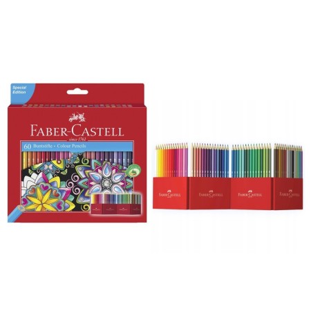 Pencils 60 Faber-Castell flowers “Castle” hexagonal case, gift box