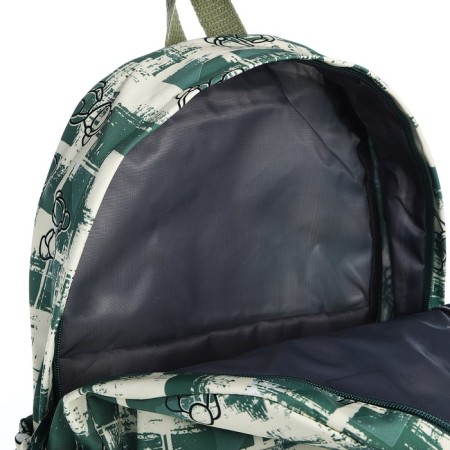 School backpack from textiles on a zipper, 3 pockets, green color-5