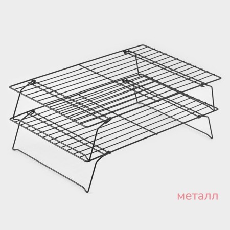 Ground for glazing and cooling confectionery, 3 tiers, 40.5 × 25 cm, black color-1
