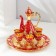 Set of wine jug, 6 glasses and tray "Türkiye. Medallion and patterns" red with gold