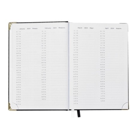 Gift Davente.bellagio Set Dated Dated 2024, A5, 176 sheets, hard cover, Block 70 g/m2, black + ballpoint pen-7