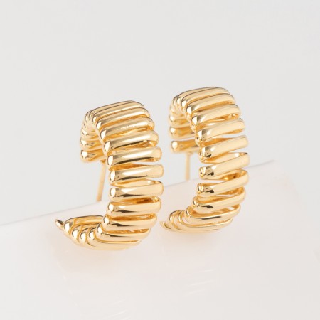 Earrings Metal "Geometry" path of acara, color gold, d = 3.3 cm-1