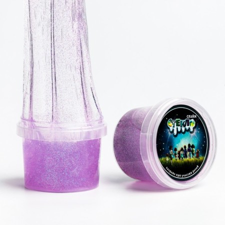 Slime "Glass" with purple sparkles, 100 g in a bank