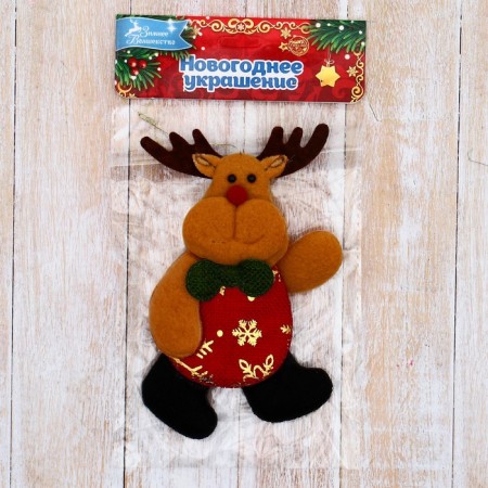 Soft suspension "Deer in a suit with a pattern" 7x12 cm, red-1