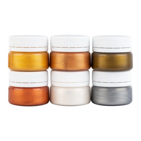 Gouache art, set of 6 colors x 20 ml, Metallic, ZHK "Sonnet", metallic color (3641401)-2