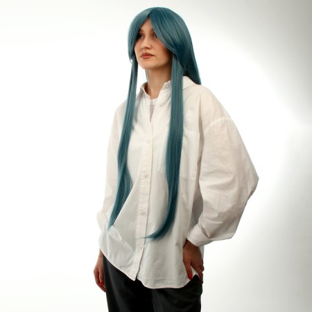 Carnival wig "anime" blue color, long-1