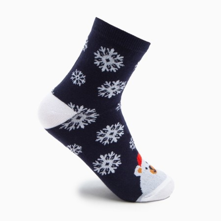 Women's socks "Bear and snowflakes" Blue color, size 23-25