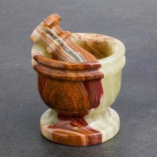 Set of a mortar with a pestle, onyx 7 x 8 x 8.5 cm