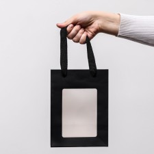 Gift package, with a window, 20 x 15 x 10 cm, black, 1pc.