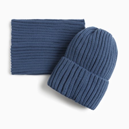 Kit for a girl (hat, snood), blue color, size 50-54-3