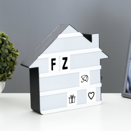 Night-wing-alphabet "House" LED English, numbers, from batteries/USB black and white 22x24.5x5 cm Risalux 9335