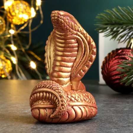 Figure "Cobra Malaya" burgundy with gilding, 6x4x4cm-1