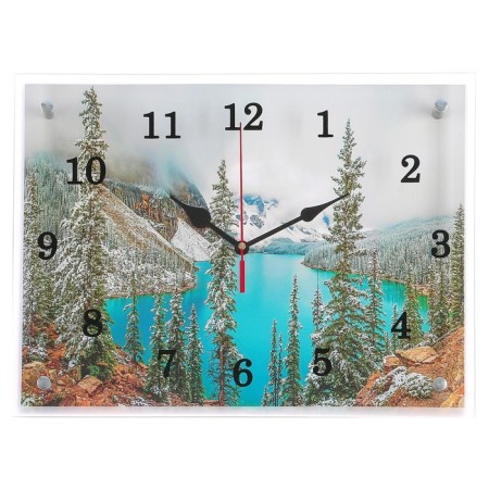 Carty clock is wall-mounted, interior "mountain lake", silent, 30 x 40 cm