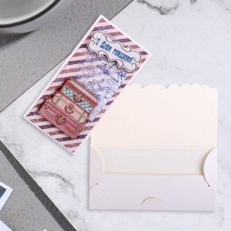 Money envelope "Happy Birthday!" Bags, stripes, 19x9 cm-1