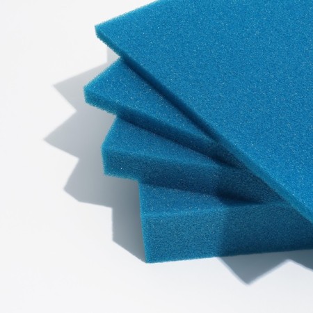 The sponge is rectangular, large -porous, sheet 50 x 50 x 3 cm, blue-4