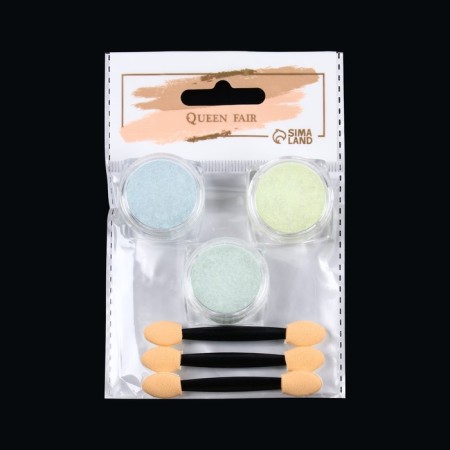 Nail rubbing is fluorescent, set 3 jars, with applicators, blue/yellow/green color-4
