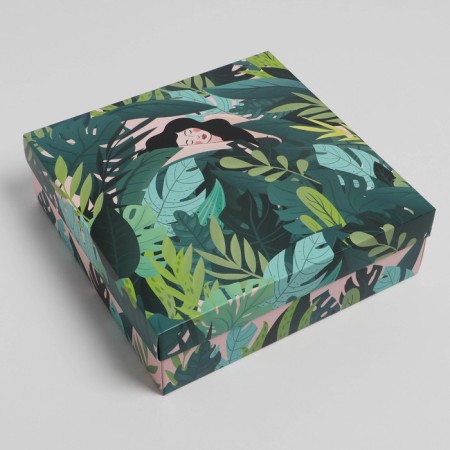 Gift folding box, packaging, “tropics”, 26 x 26 x 8 cm-1