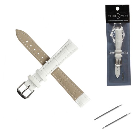 Solomon watch strap 14 mm, genuine leather, L-20 cm, white