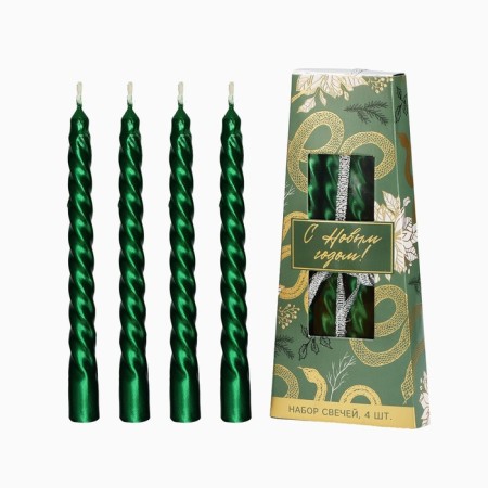 Candles twisted "Happy New Year", 4 pcs, 6.8 x 16 x 2 cm-1