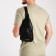 Male sling bag, artificial leather, headphone opening, black color