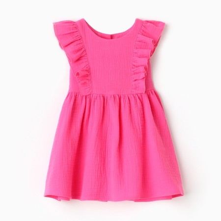 Baby dress with ruffles KAFTAN "Muslin", p. 34 (122-128 cm), bright pink-9