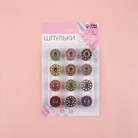 A set of rumps with threads, d = 20 mm, 12 pcs, metal, color mix-6