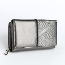 Women's wallet on the button, gray color