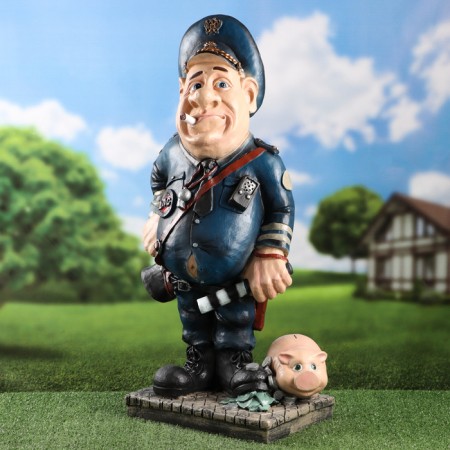 Garden figure "Police with a pig" 78x46cm