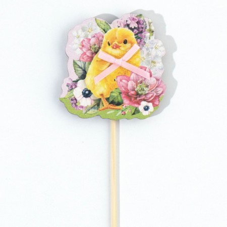 Topper wooden for decoration of the cake "chicken", 11 x 16.5 cm.-2
