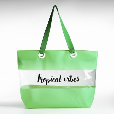 Bag Women's Beach Tropical Vibes, 50x35x11 cm, green color-1