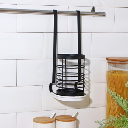 Holder for cutlery for railing, black color-1