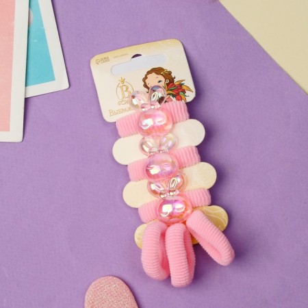 Hair gum "Tenderness" (set 6 pcs) Bunny, pink