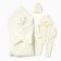 Set for discharge of baby I (blanket-convert, bow, overalls, booties, cap), milk