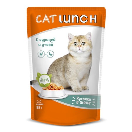 Wet Cat Lunch food for cats, pieces in jelly, chicken/duck, 85 g