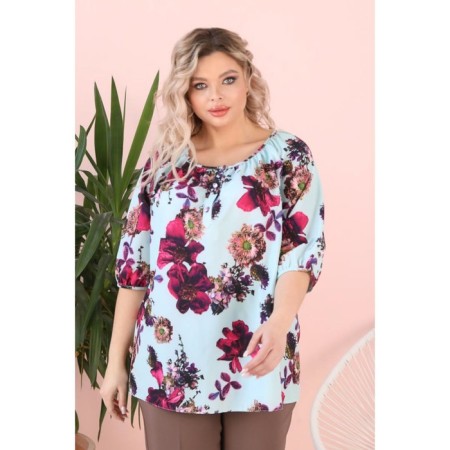 Female blouse, size 52, blue color-3