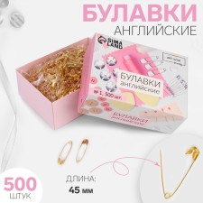 English pins, 45 mm, 500 pcs, gold color