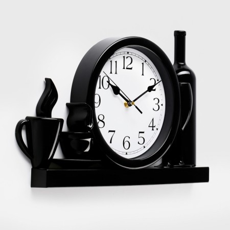 Wall clock, series: kitchen "wine or coffee?", Smooth move, 26.5 x 40.5 cm, dial 20 cm-1