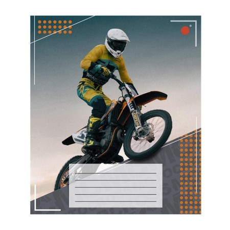 Notebook of 12 sheets in a motorcyclist cage, cover coated paper, VD-LK, OFSET block, MIX-5