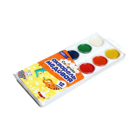 Watercolor 12 colors Calligrata, honey, without brush, plastic, mix-7