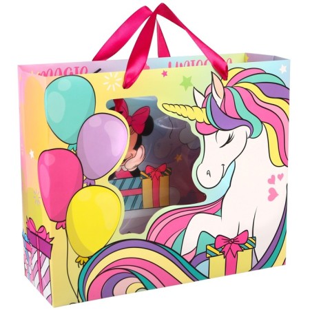 Gift package, 46x31x13 cm, plastic window, packaging, Minnie Mouse and unicorn-2